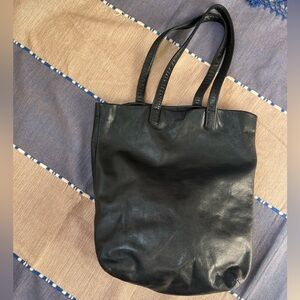 BAGGU black leather tote bag